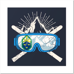 Colorado Springs Flag Ski Skiing Posters and Art